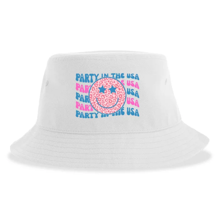 Party In The Usa Retro Smile Groovy Sustainable Bucket Hat