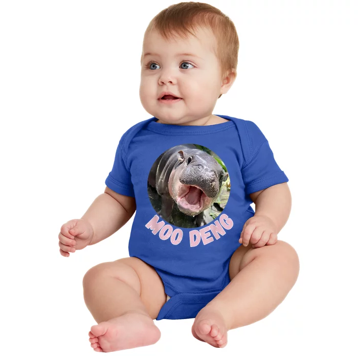 Pig In Thai Hippopotamus Cute Baby Hippo Moo Deng Bouncy Gift Baby Bodysuit