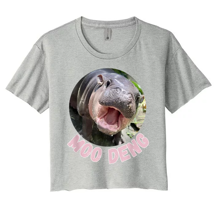 Pig In Thai Hippopotamus Cute Baby Hippo Moo Deng Bouncy Gift Women's Crop Top Tee