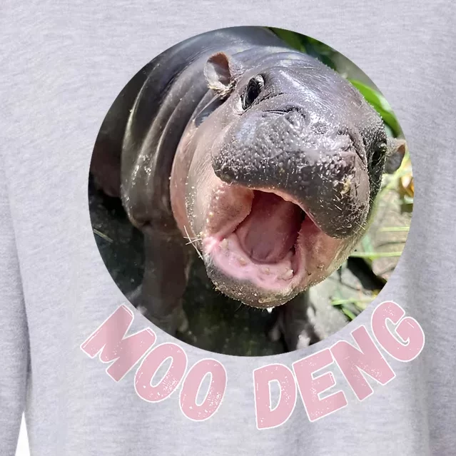 Pig In Thai Hippopotamus Cute Baby Hippo Moo Deng Bouncy Gift Cropped Pullover Crew