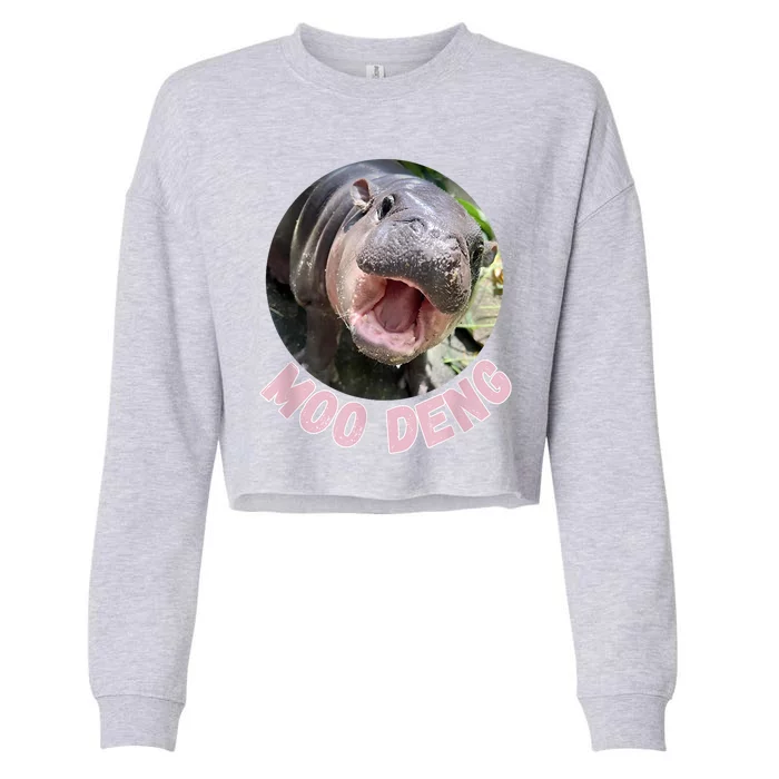 Pig In Thai Hippopotamus Cute Baby Hippo Moo Deng Bouncy Gift Cropped Pullover Crew