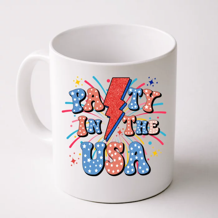 Party In The Usa Vintage Retro Patriotic 4th Of July America Cool Gift Front & Back Coffee Mug