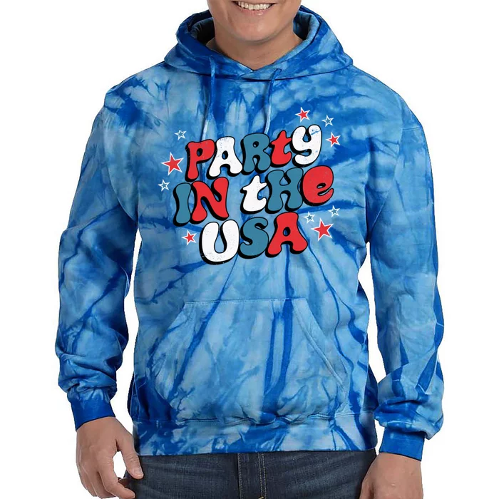 Party In The Usa Retro Patriotic Distressed Gift Tie Dye Hoodie