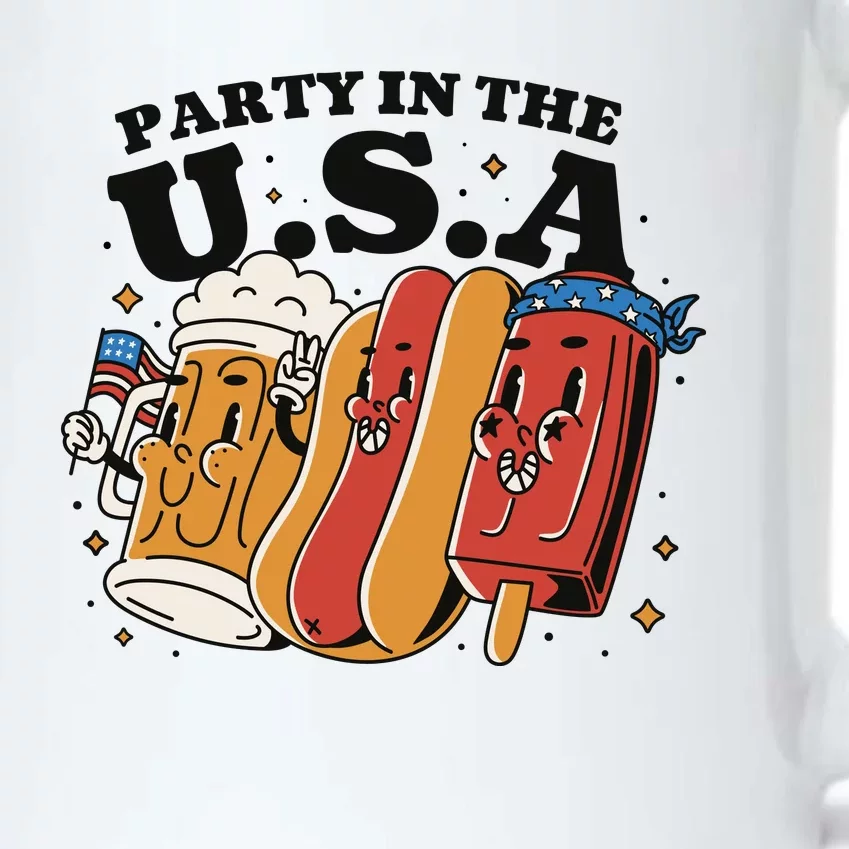 Party In The USA Hot Dog And Beer Funny Black Color Changing Mug