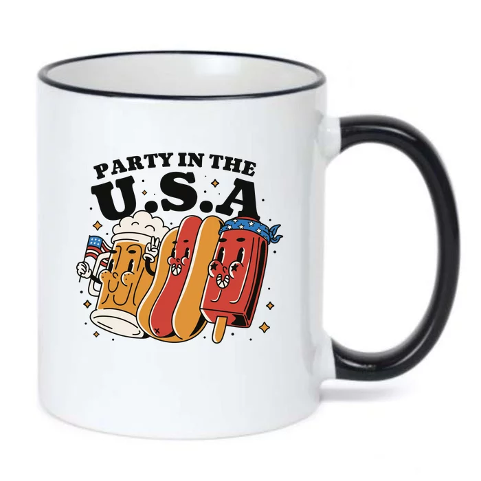 Party In The USA Hot Dog And Beer Funny Black Color Changing Mug