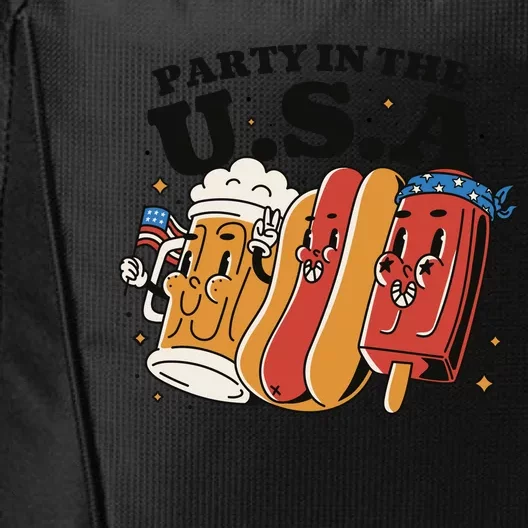 Party In The USA Hot Dog And Beer Funny City Backpack