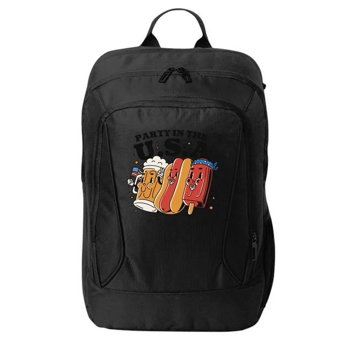 Party In The USA Hot Dog And Beer Funny City Backpack