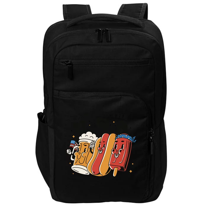 Party In The USA Hot Dog And Beer Funny Impact Tech Backpack