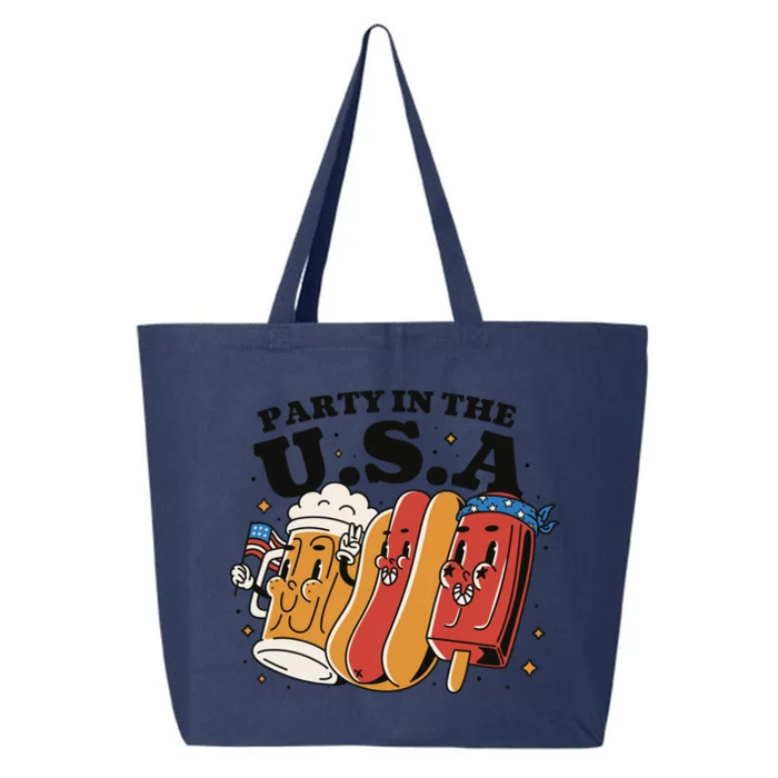 Party In The USA Hot Dog And Beer Funny 25L Jumbo Tote