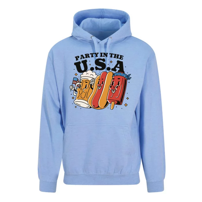 Party In The USA Hot Dog And Beer Funny Unisex Surf Hoodie