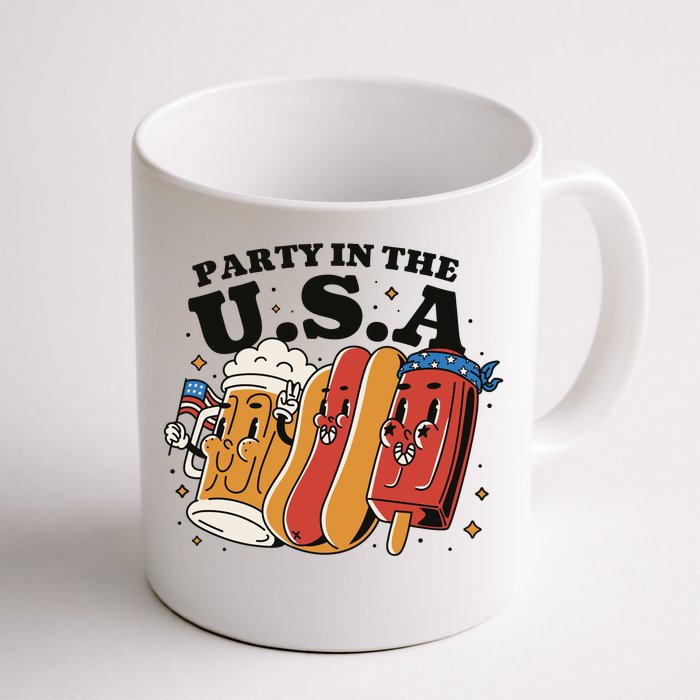 Party In The USA Hot Dog And Beer Funny Front & Back Coffee Mug