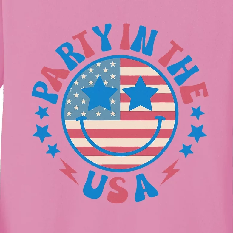 Party In The Usa 4th Of July Preppy Smile Kids Long Sleeve Shirt