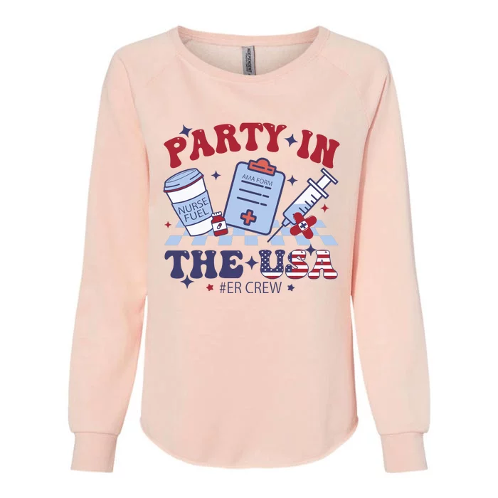 Party In The Usa Er Crew Nurse Womens California Wash Sweatshirt