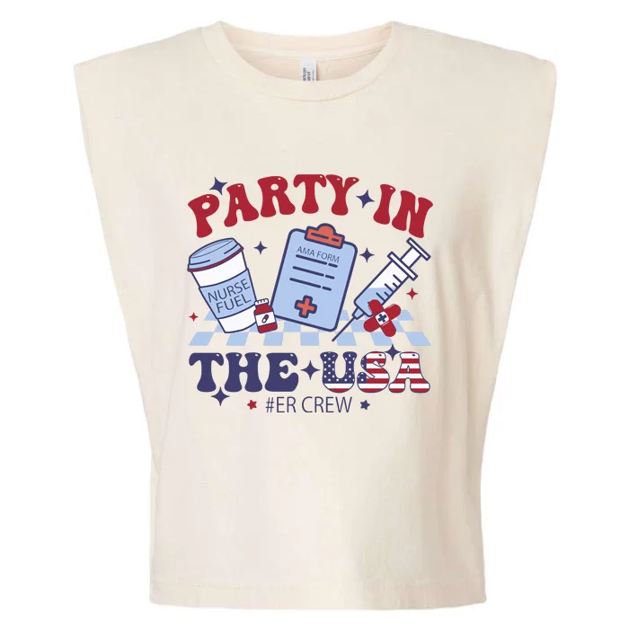 Party In The Usa Er Crew Nurse Garment-Dyed Women's Muscle Tee