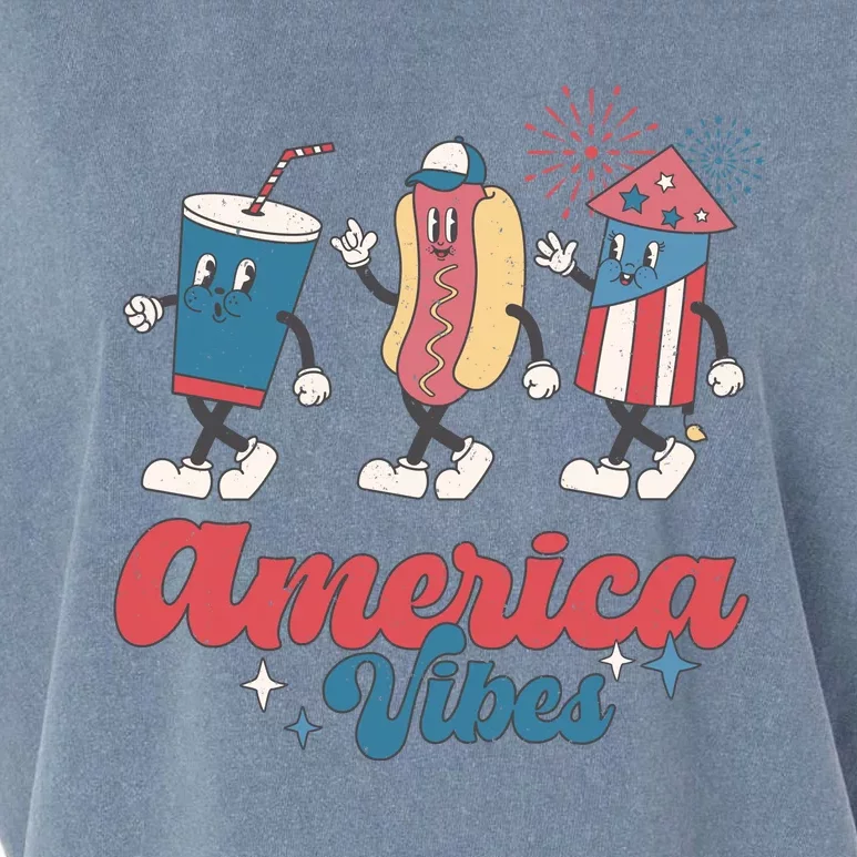 Party In The Usa Hot Dog Love USA Funny Fourth Of July Gift Garment-Dyed Women's Muscle Tee