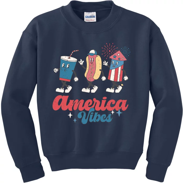 Party In The Usa Hot Dog Love USA Funny Fourth Of July Gift Kids Sweatshirt