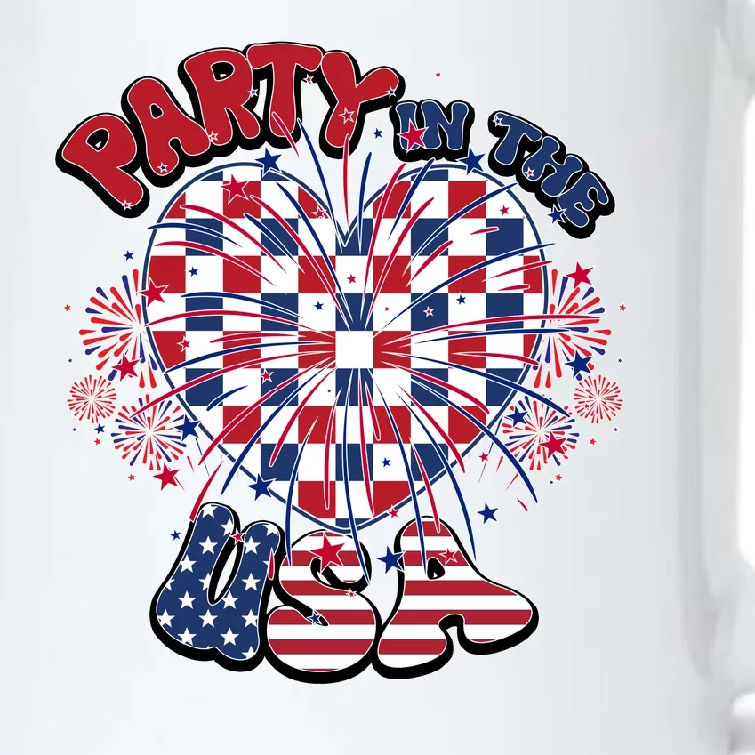 Party In The Usa Firework Red White Blue Heart Black Color Changing Mug