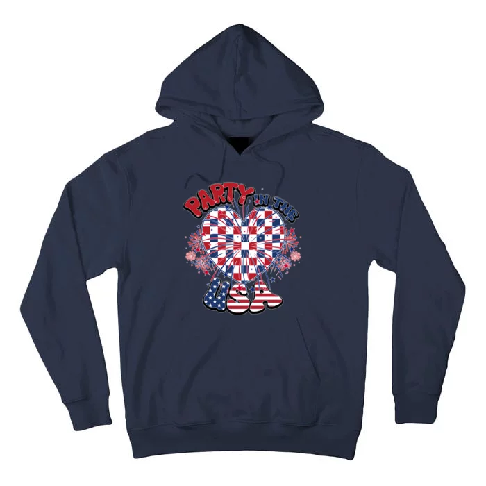 Party In The Usa Firework Red White Blue Heart Tall Hoodie