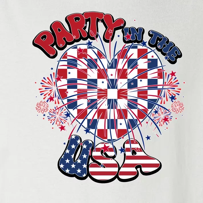 Party In The Usa Firework Red White Blue Heart Toddler Long Sleeve Shirt