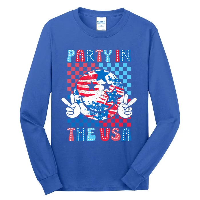 Party In The Usa 4th Of July Preppy Smile Tall Long Sleeve T-Shirt