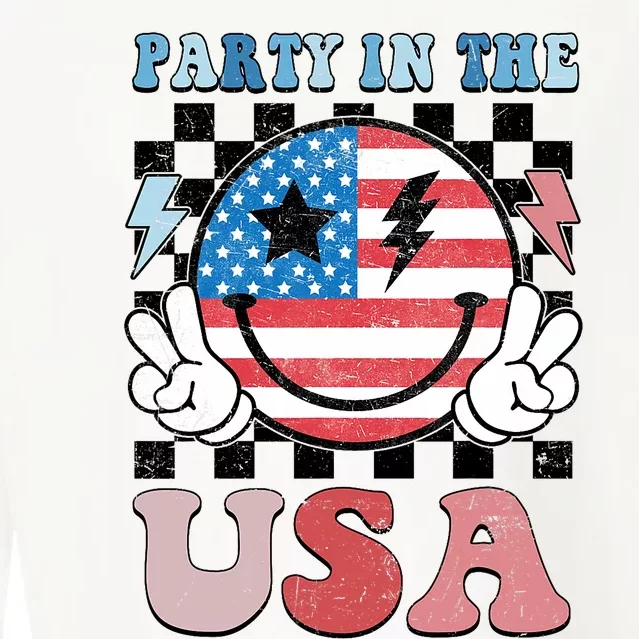 Party In The Usa Flag 4th Of July Cropped Pullover Crew