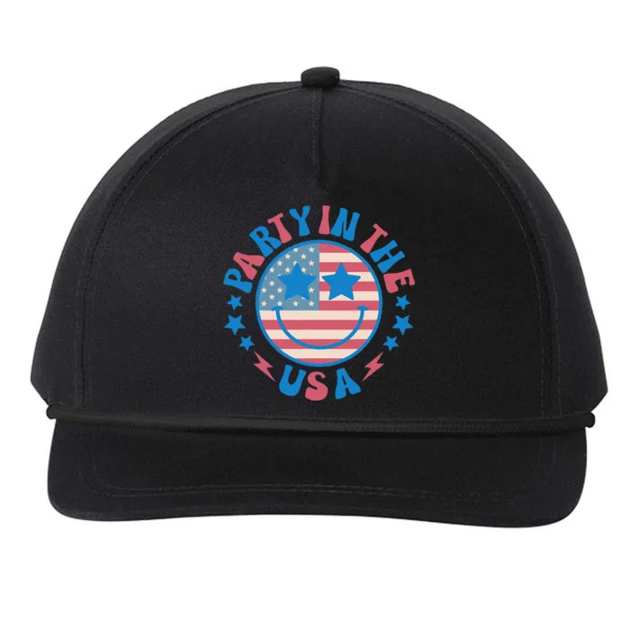 Party In The Usa 4th Of July Preppy Smile Snapback Five-Panel Rope Hat