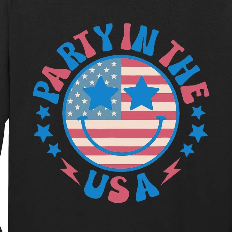 Party In The Usa 4th Of July Preppy Smile Tall Long Sleeve T-Shirt