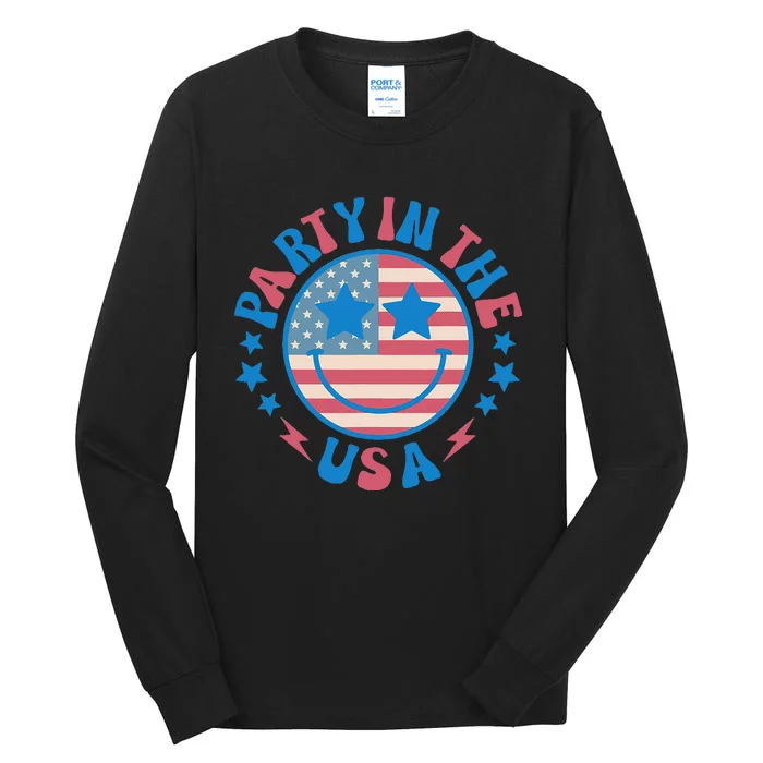 Party In The Usa 4th Of July Preppy Smile Tall Long Sleeve T-Shirt