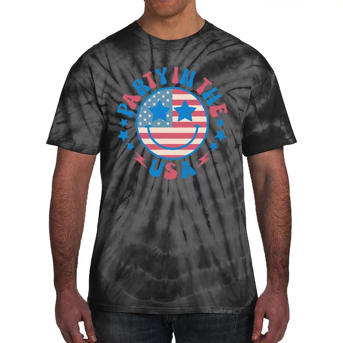 Party In The Usa 4th Of July Preppy Smile Tie-Dye T-Shirt