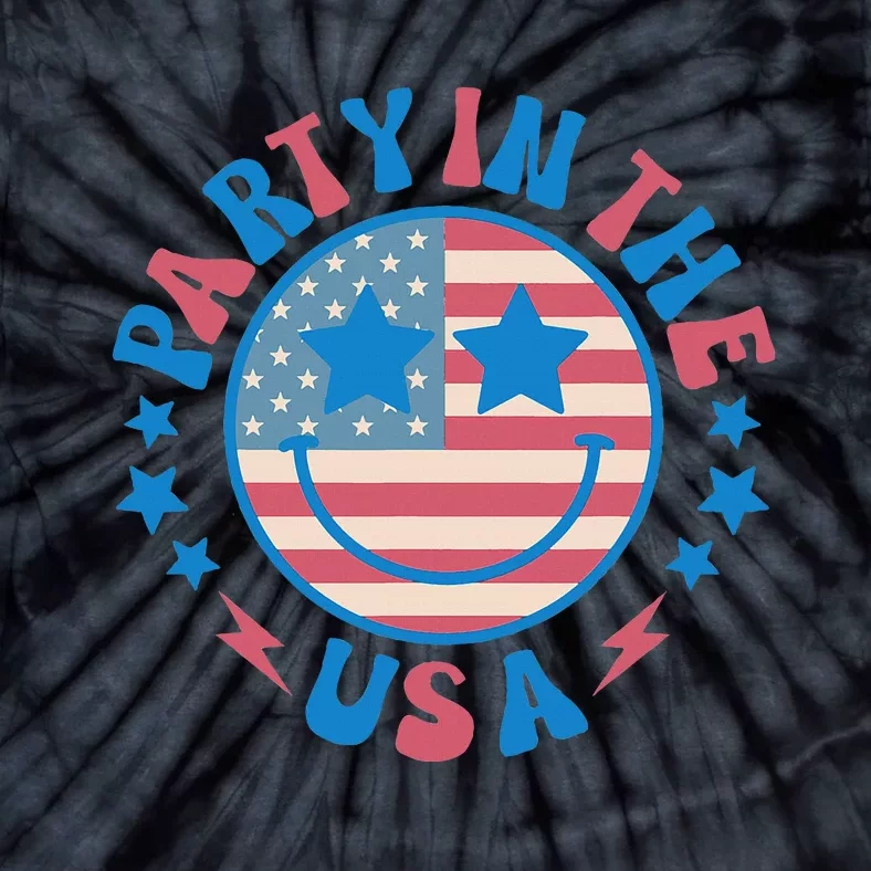 Party In The Usa 4th Of July Preppy Smile Tie-Dye T-Shirt