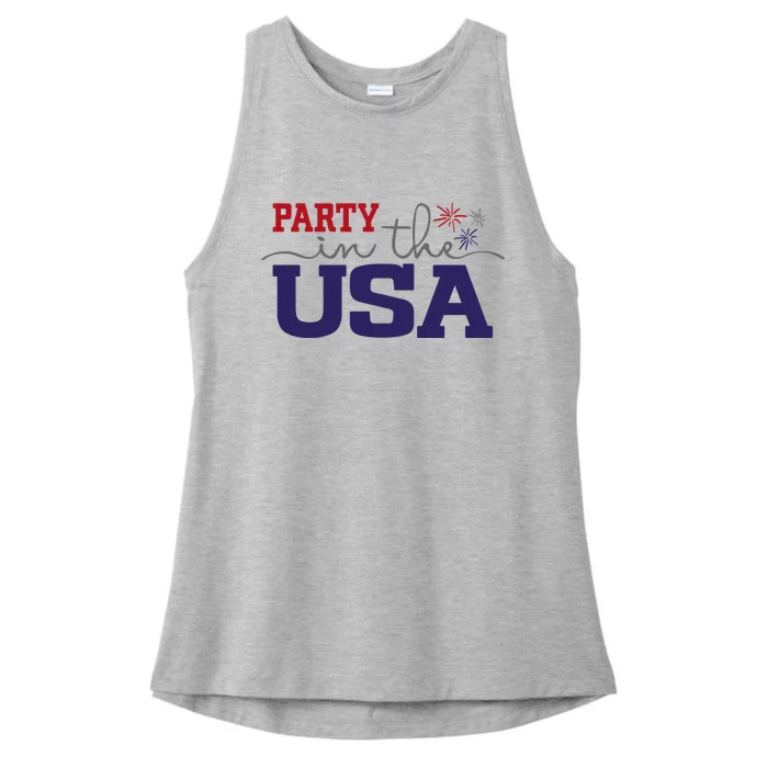 Party In The USA Fourth Of July Ladies Tri-Blend Wicking Tank