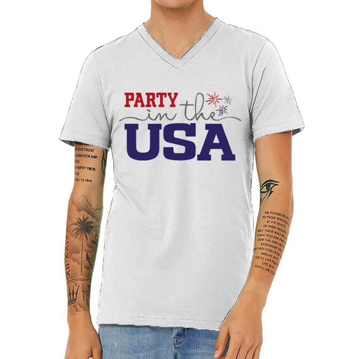 Party In The USA Fourth Of July V-Neck T-Shirt