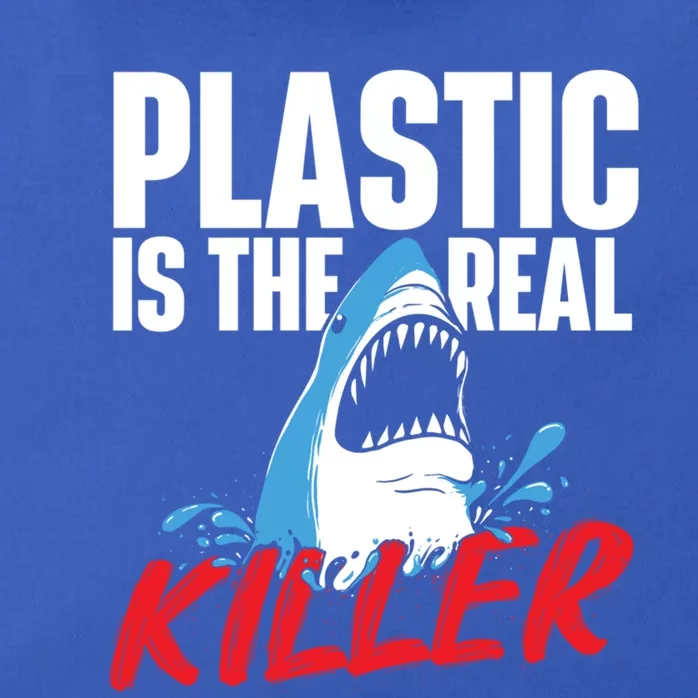 Plastic Is The Real Killer Gift Shark Lover Ocean Wildlife Gift Zip Tote Bag