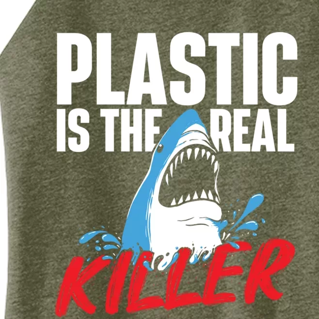 Plastic Is The Real Killer Gift Shark Lover Ocean Wildlife Gift Women’s Perfect Tri Rocker Tank