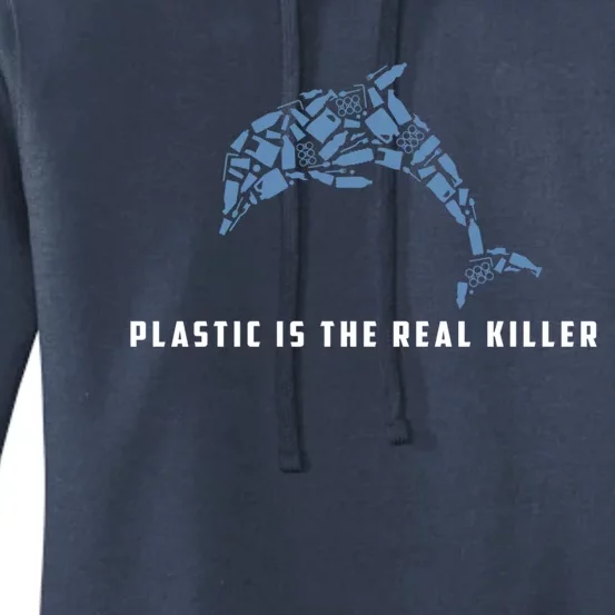 Plastic Is The Real Killer Costume Dolphin Save Ocean Cute Gift Women's Pullover Hoodie