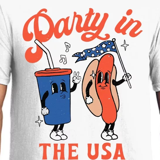 Party In The Usa Hot Dog Funny Fourth Of July Pajama Set