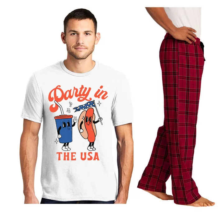 Party In The Usa Hot Dog Funny Fourth Of July Pajama Set