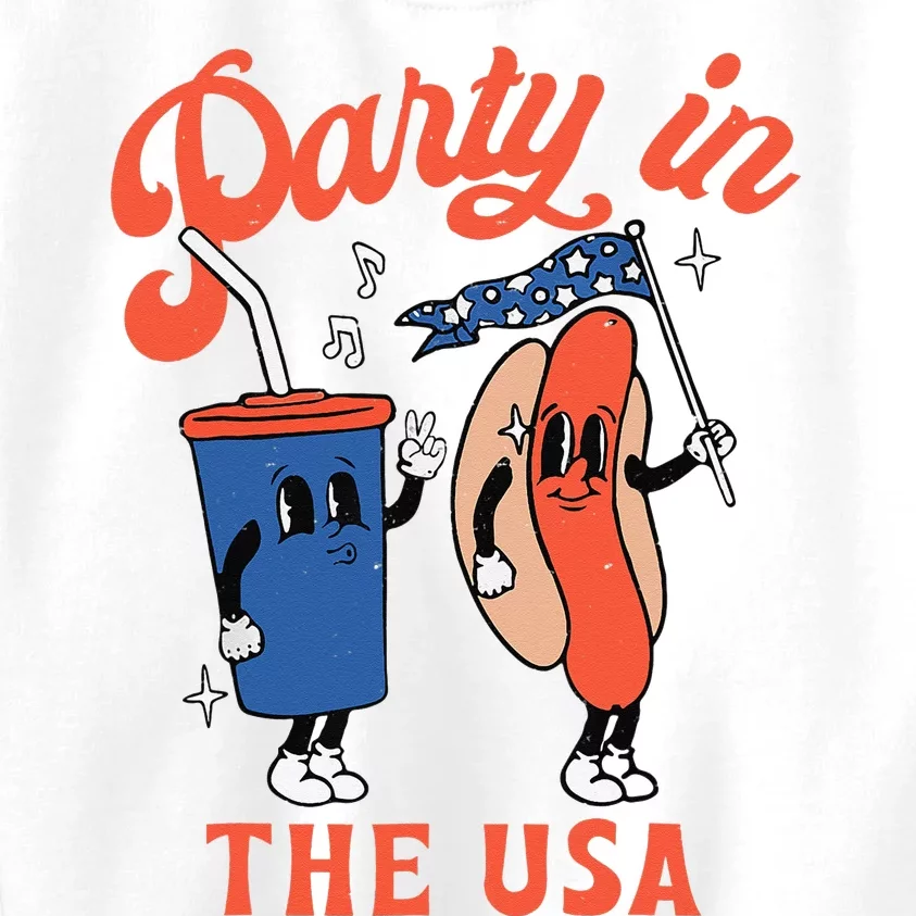 Party In The Usa Hot Dog Funny Fourth Of July Kids Sweatshirt