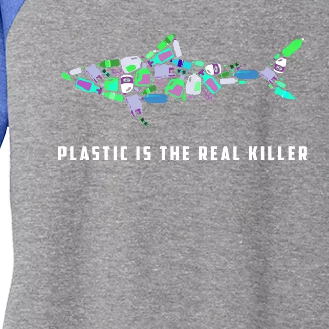 Plastic Is The Real Killer Costume Shark Save Ocean Cool Gift Women's Tri-Blend 3/4-Sleeve Raglan Shirt