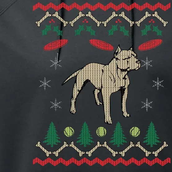 Pitbull Ugly Christmas Sweater Performance Fleece Hoodie