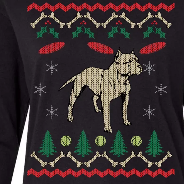 Pitbull Ugly Christmas Sweater Womens Cotton Relaxed Long Sleeve T-Shirt