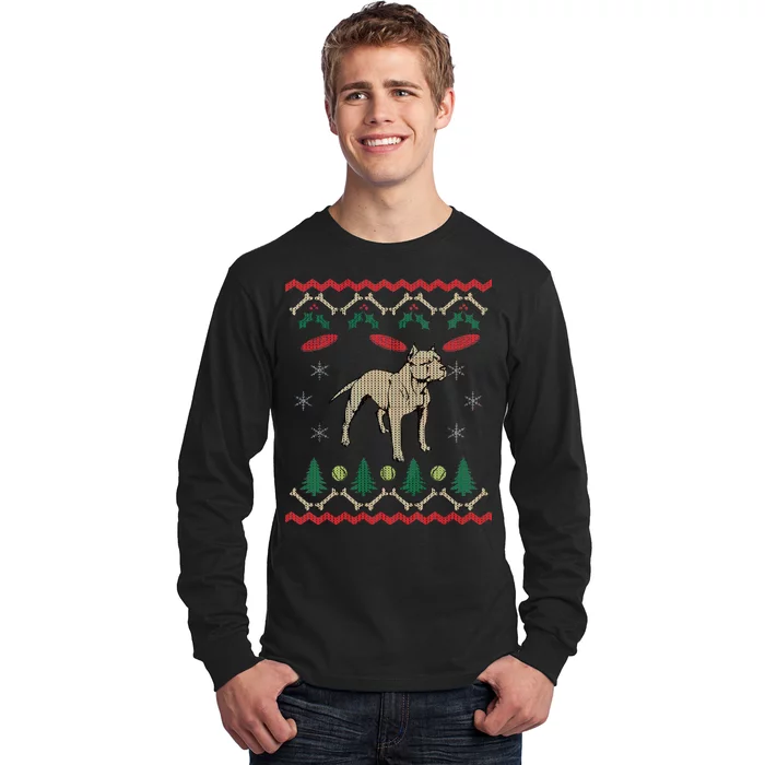 Pitbull Ugly Christmas Sweater Long Sleeve Shirt