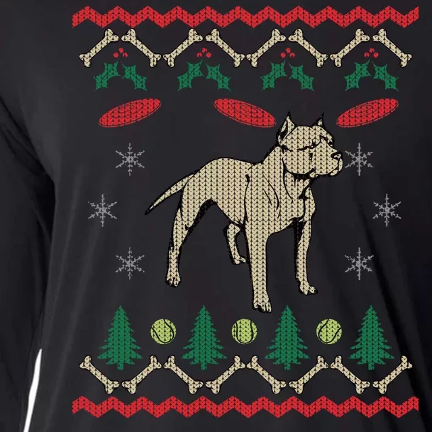 Pitbull Ugly Christmas Sweater Cooling Performance Long Sleeve Crew