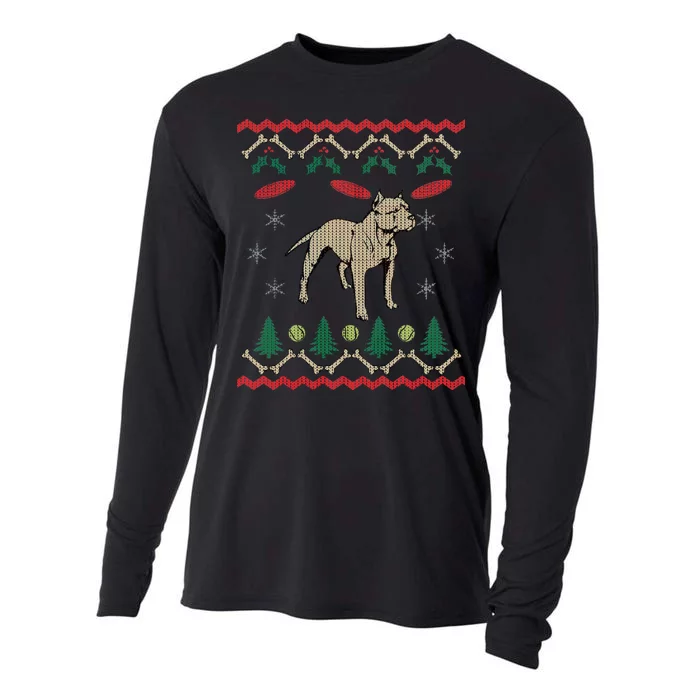 Pitbull Ugly Christmas Sweater Cooling Performance Long Sleeve Crew