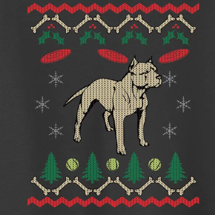 Pitbull Ugly Christmas Sweater Toddler T-Shirt