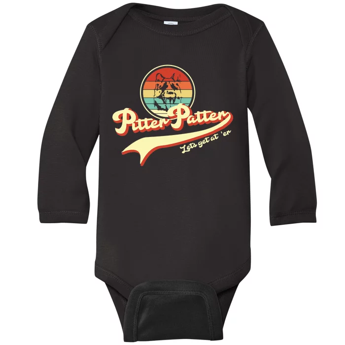 Pitter Patter Let's Get At Er Retro Baby Long Sleeve Bodysuit