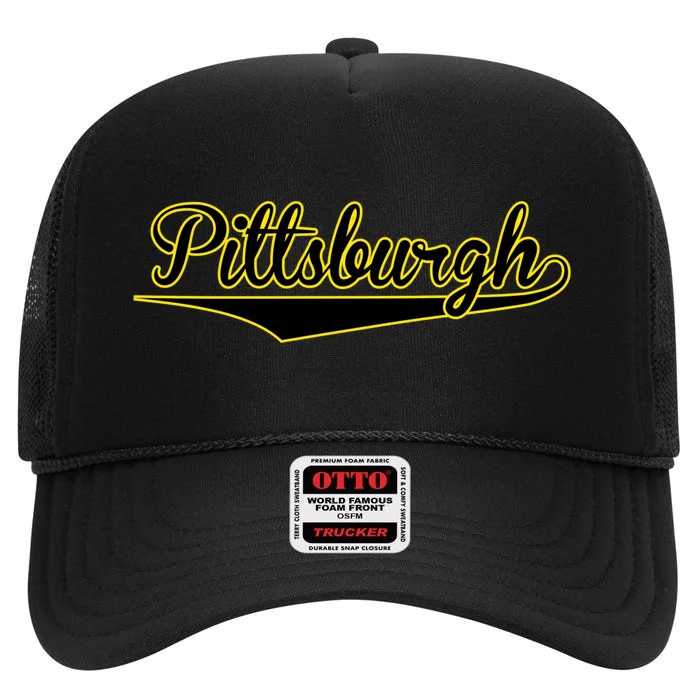 Pittsburgh Classic Baseball Logo High Crown Mesh Trucker Hat