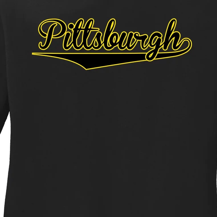 Pittsburgh Classic Baseball Logo Ladies Long Sleeve Shirt