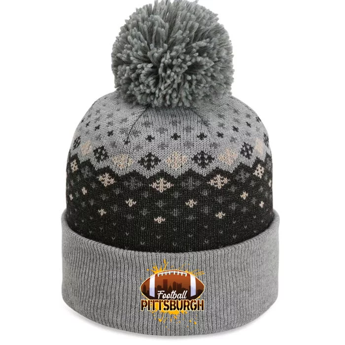 Pittsburgh Pennsylvania Skyline Football Fan The Baniff Cuffed Pom Beanie