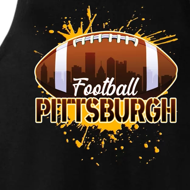 Pittsburgh Pennsylvania Skyline Football Fan Ladies Tri-Blend Wicking Tank